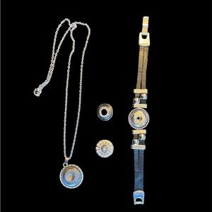 Necklace with Pendant and Bracelet Set With Interchangeable Snap Charms
